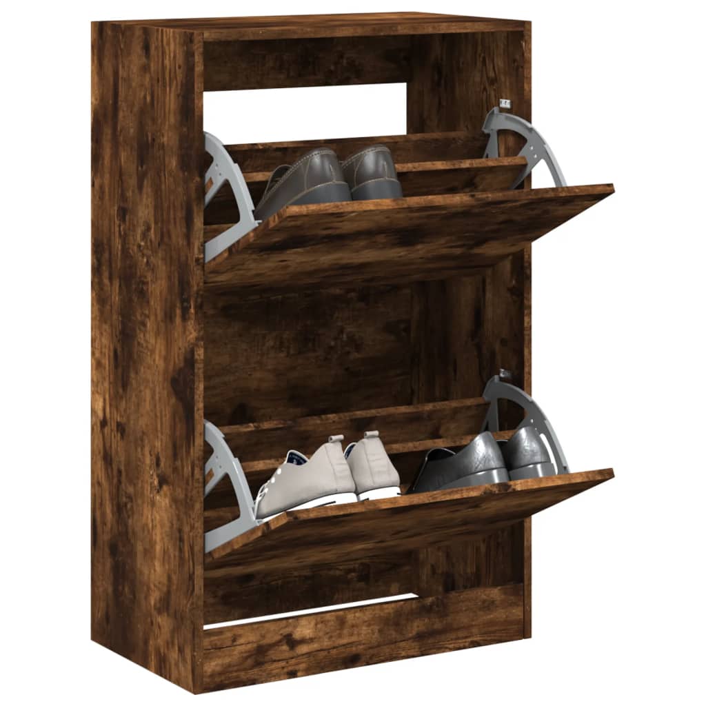 Scarpiera In Legno Multistrato Rovere Fumo