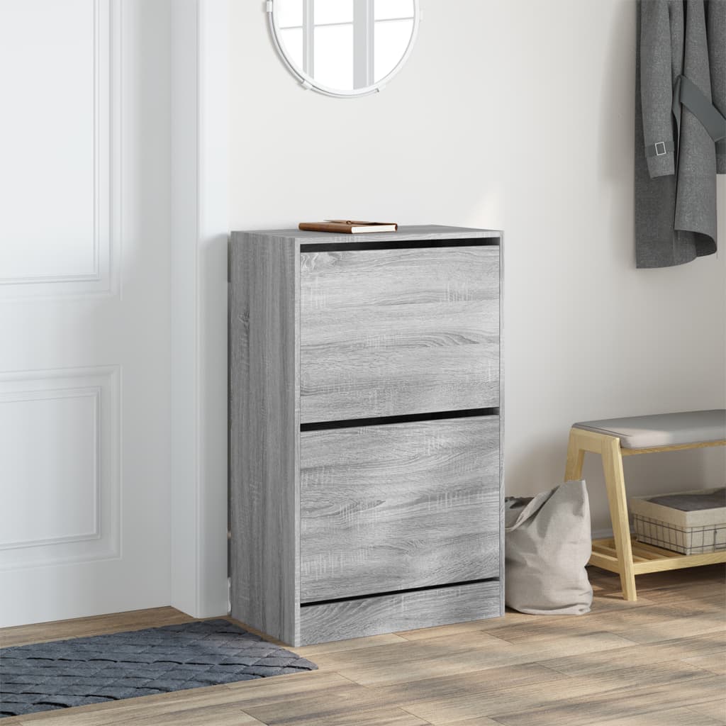Scarpiera 60X34X96,5 Cm In Legno Multistrato Grigio Sonoma
