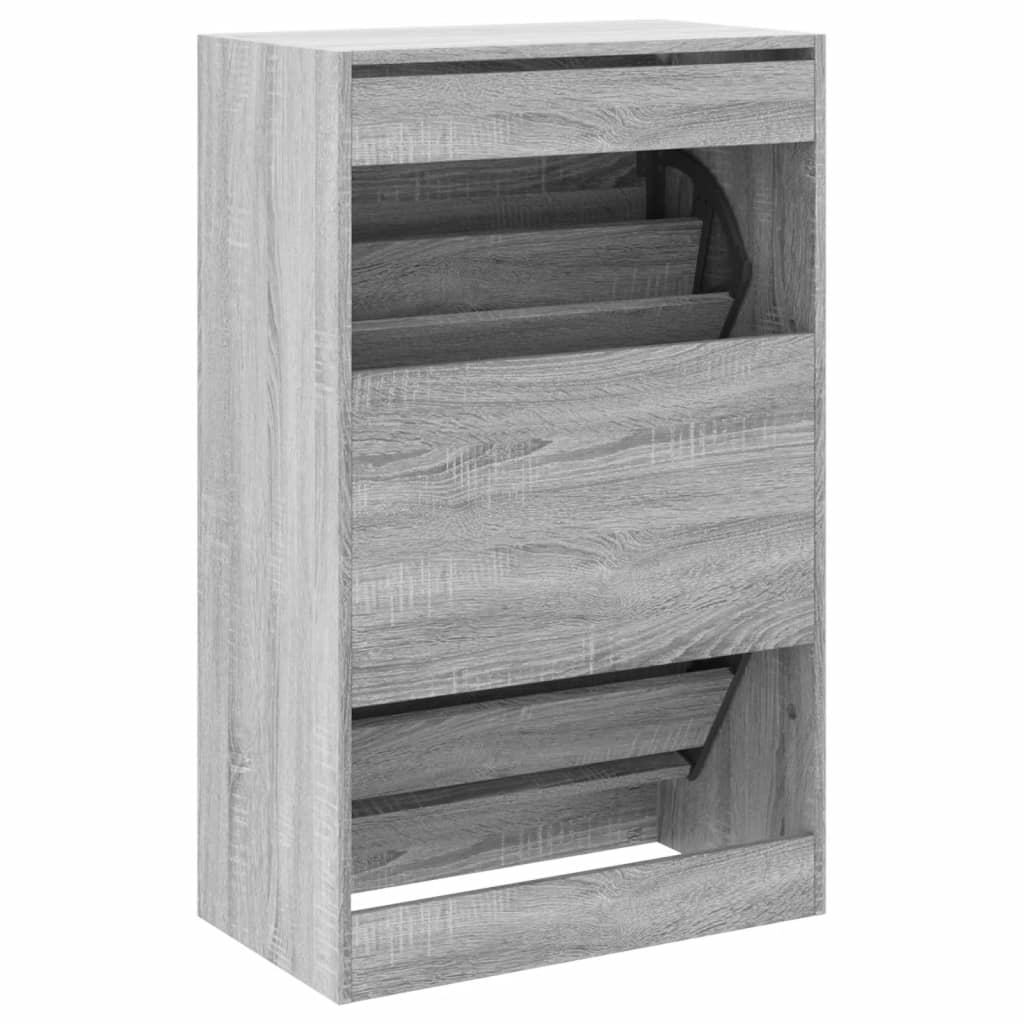 Scarpiera 60X34X96,5 Cm In Legno Multistrato Grigio Sonoma