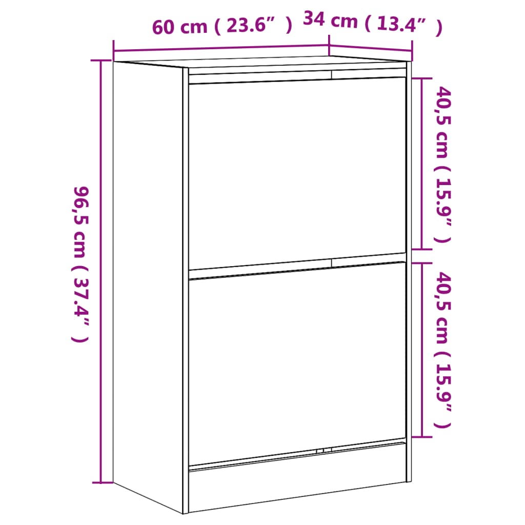 Scarpiera 60X34X96,5 Cm In Legno Multistrato Grigio Sonoma