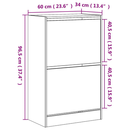 Scarpiera 60X34X96,5 Cm In Legno Multistrato Grigio Sonoma
