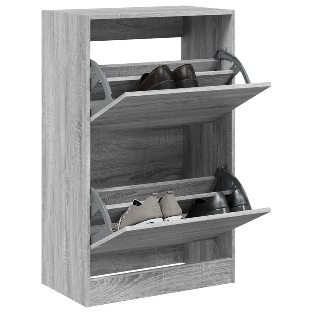 Scarpiera 60X34X96,5 Cm In Legno Multistrato Grigio Sonoma