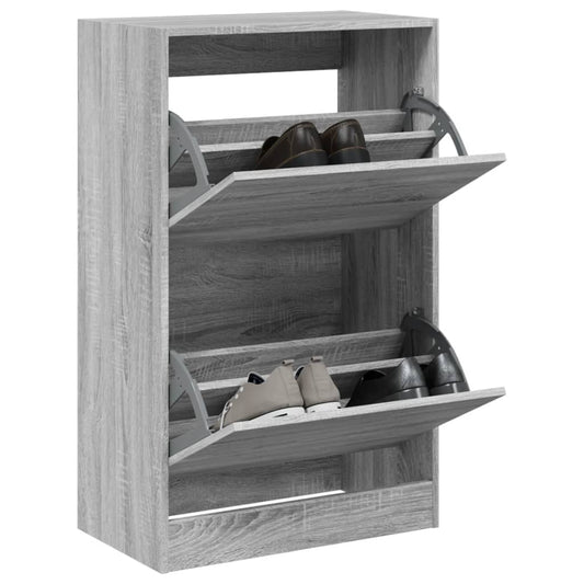 Scarpiera 60X34X96,5 Cm In Legno Multistrato Grigio Sonoma