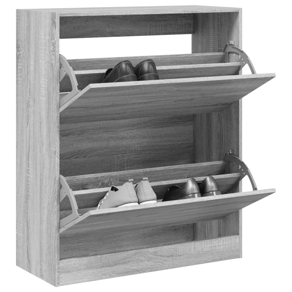 Scarpiera 60X34X96,5 Cm In Legno Multistrato Grigio Sonoma