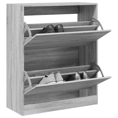 Scarpiera 60X34X96,5 Cm In Legno Multistrato Grigio Sonoma