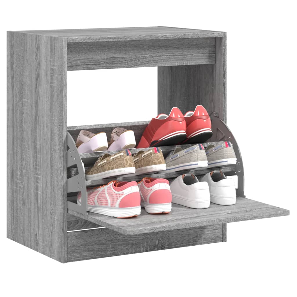 Scarpiera 60X34X96,5 Cm In Legno Multistrato Grigio Sonoma