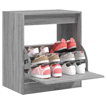 Scarpiera 60X34X96,5 Cm In Legno Multistrato Grigio Sonoma
