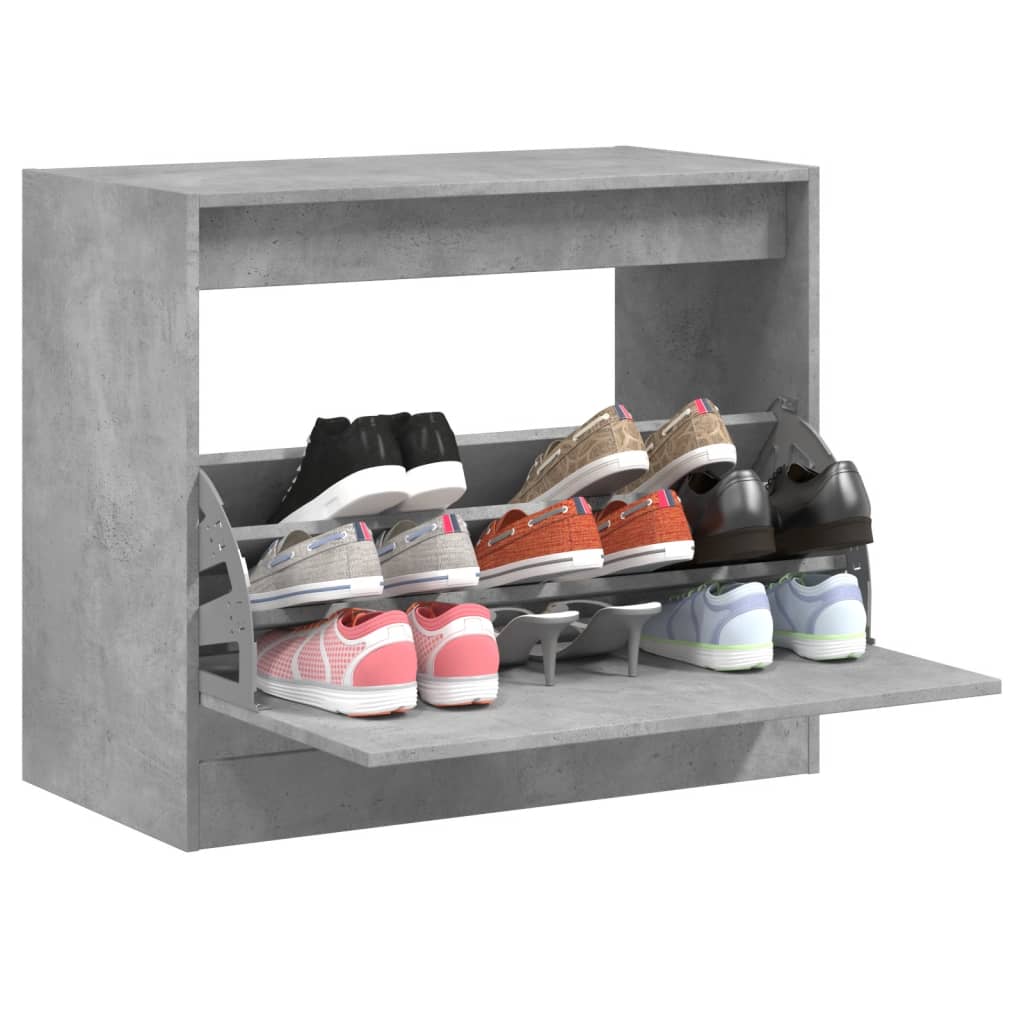 Scarpiera 60X21X163,5 Cm In Legno Multistrato Grigio Cemento