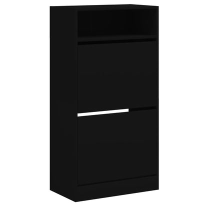 Scarpiera Nera 60X34X116 Cm In Legno Multistrato