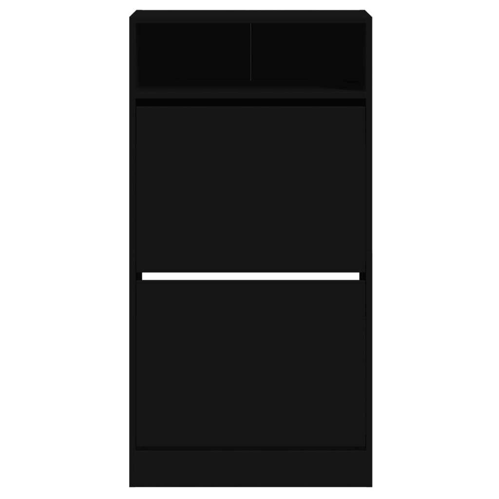Scarpiera Nera 60X34X116 Cm In Legno Multistrato