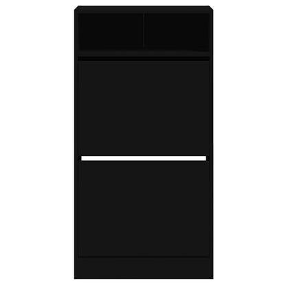 Scarpiera Nera 60X34X116 Cm In Legno Multistrato