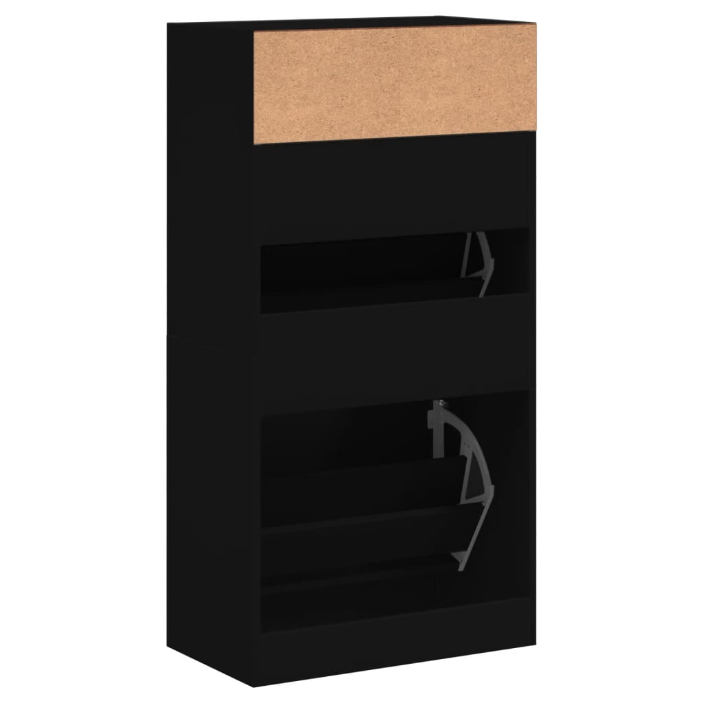 Scarpiera Nera 60X34X116 Cm In Legno Multistrato