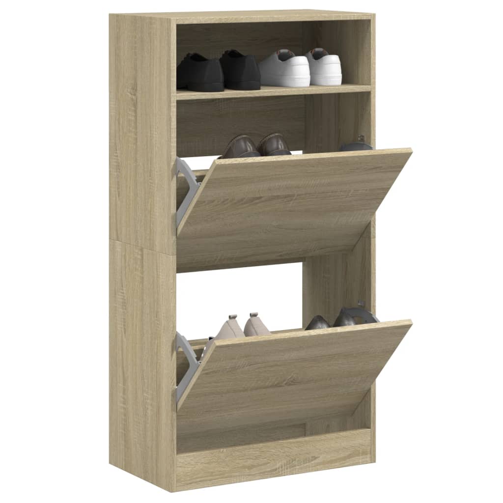 Scarpiera Nera 60X34X116 Cm In Legno Multistrato