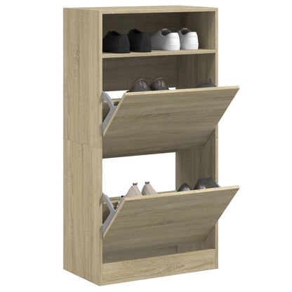 Scarpiera Nera 60X34X116 Cm In Legno Multistrato