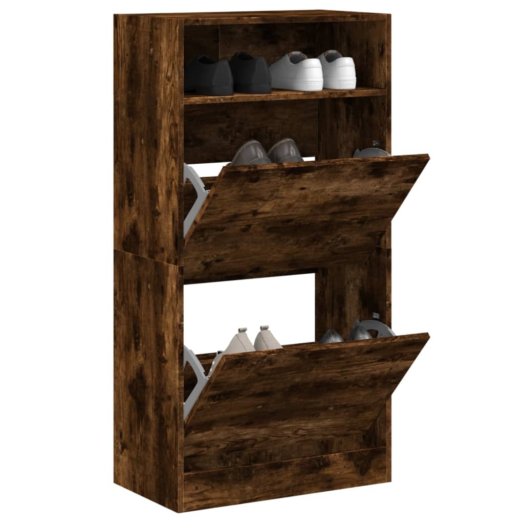 Scarpiera Nera 60X34X116 Cm In Legno Multistrato