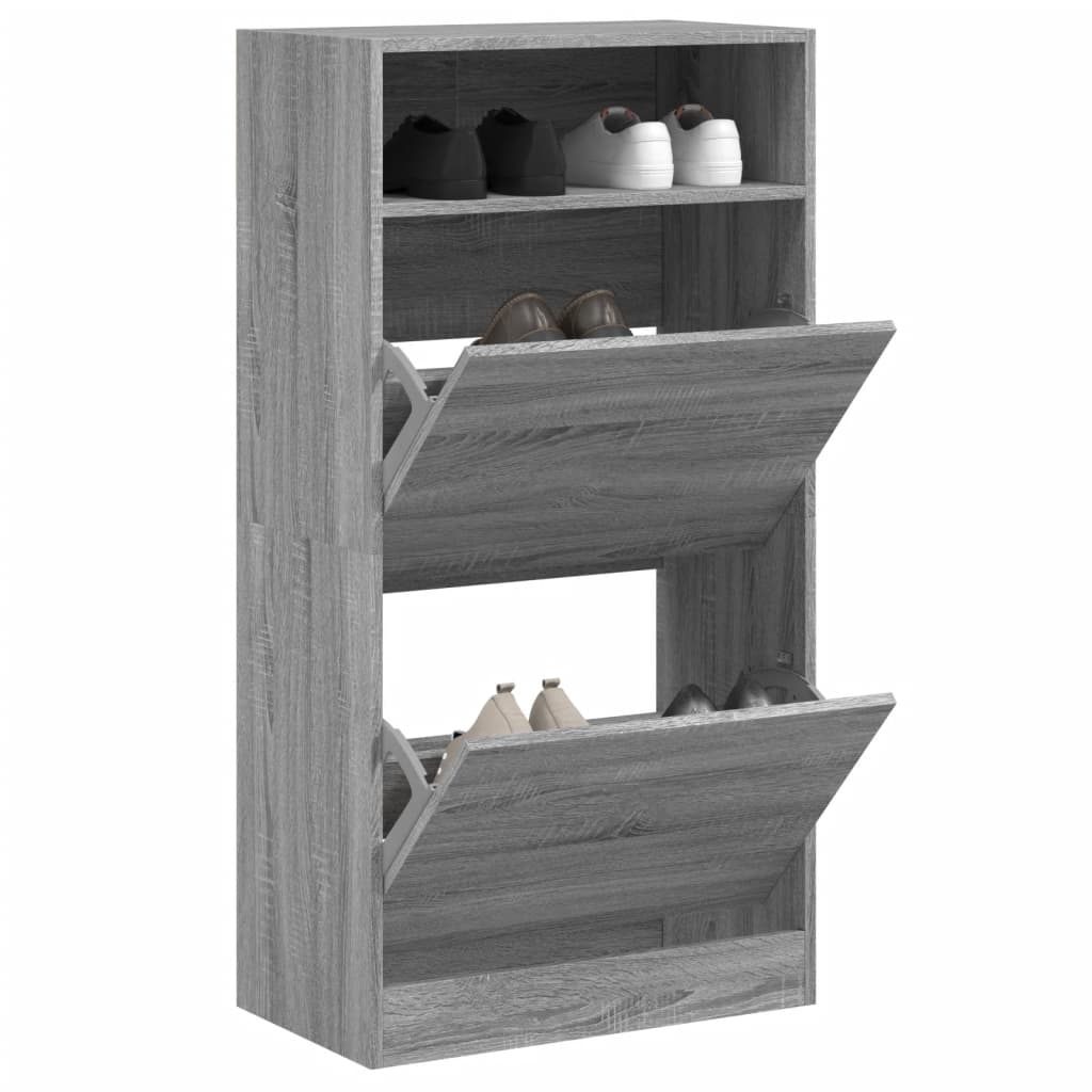 Scarpiera Nera 60X34X116 Cm In Legno Multistrato