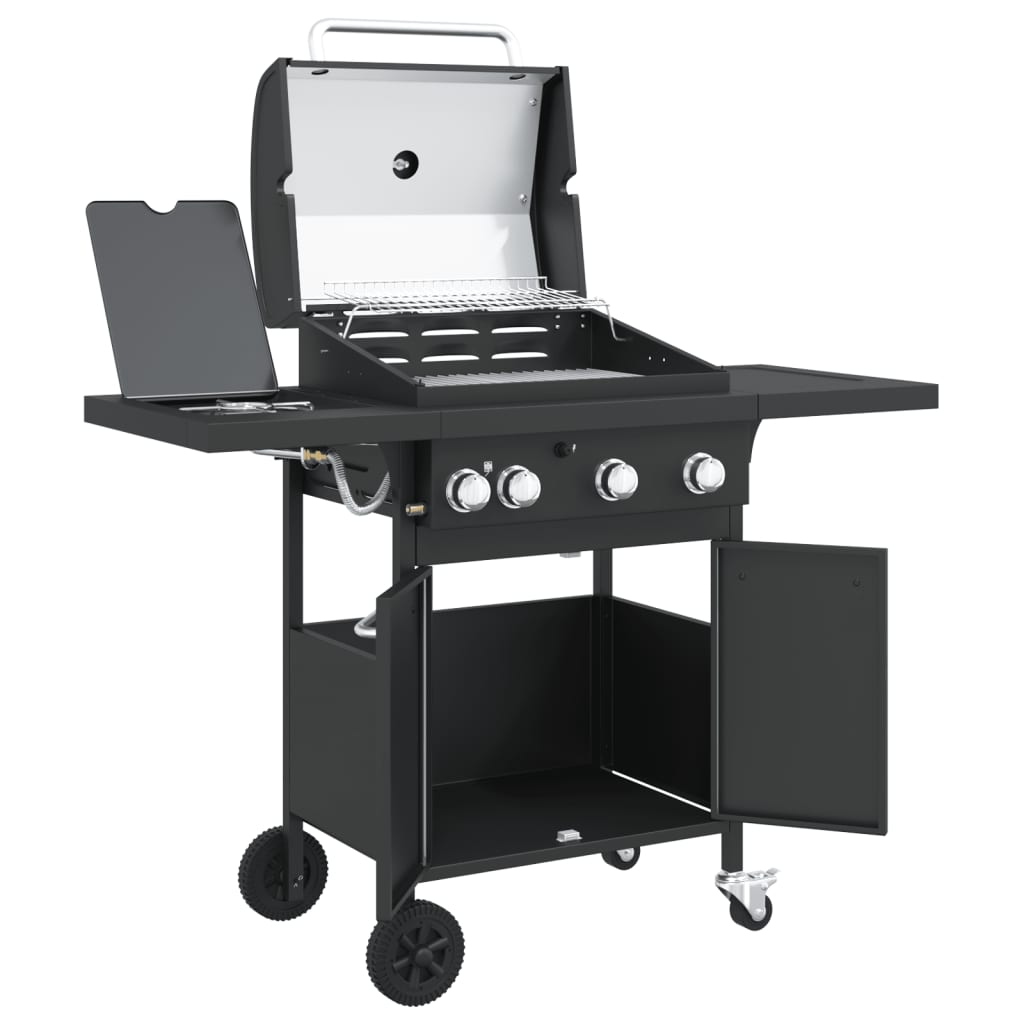 Griglia Barbecue A Gas Con 4 Bruciatori Nero In Acciaio