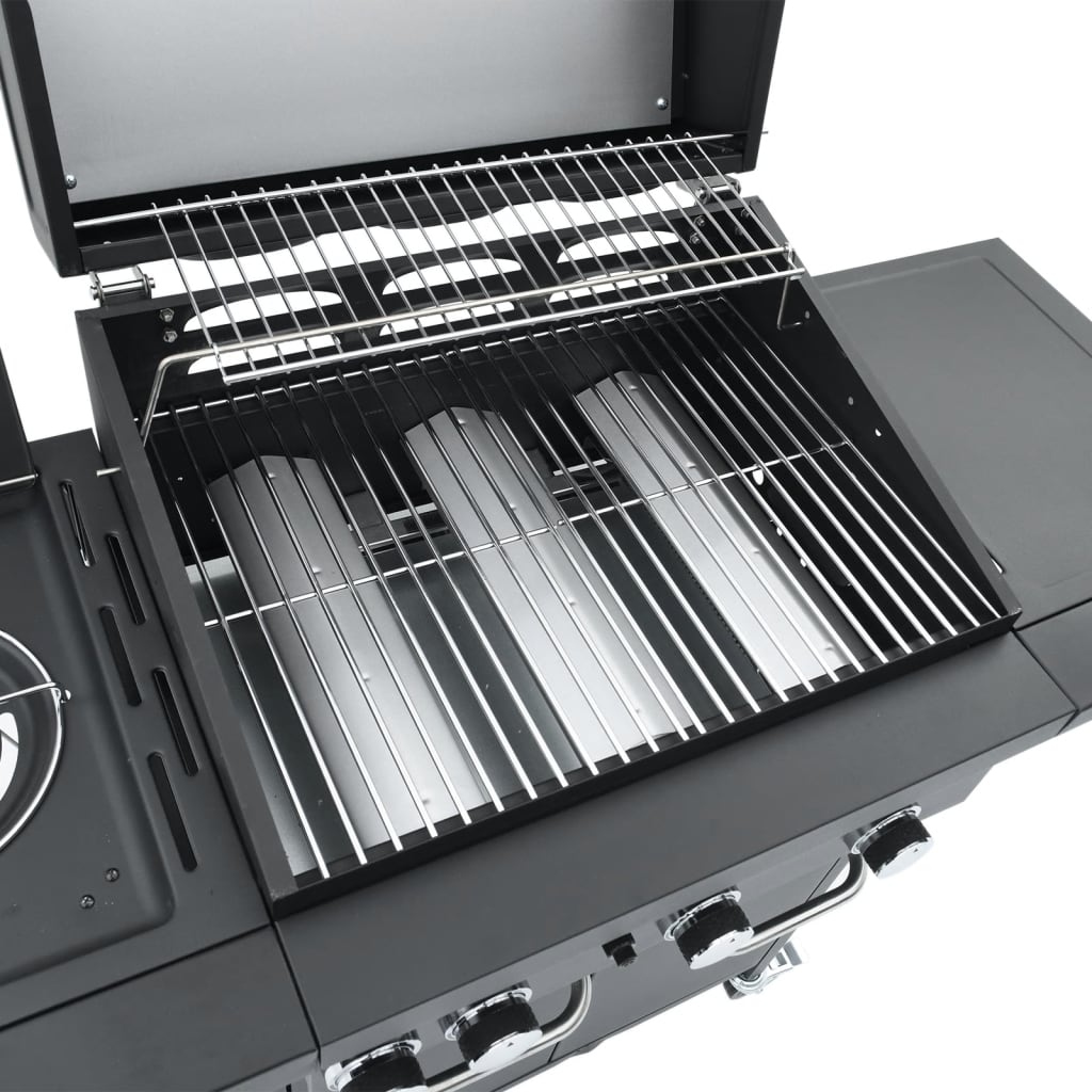 Griglia Barbecue A Gas Con 4 Bruciatori Nero In Acciaio