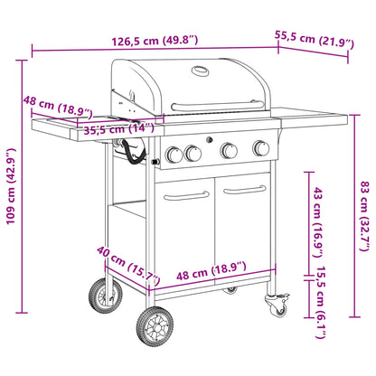 Griglia Barbecue A Gas Con 4 Bruciatori Nero In Acciaio