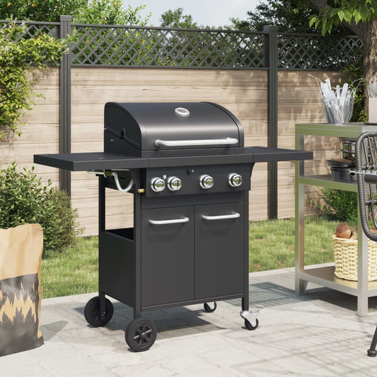 Griglia Barbecue A Gas Con 4 Bruciatori Nero In Acciaio
