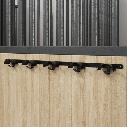 Supporto Briglie Per 5 Briglie Con 5 Ganci Nero In Ferro Nero