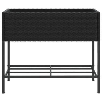 Fioriera Da Giardino Con Ripiano Nera In Polyrattan