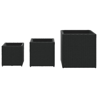 Fioriere Da Giardino 3 Pz Nere In Polyrattan