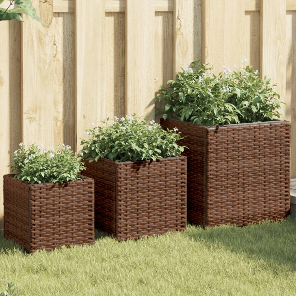 Fioriere Da Giardino 3 Pz Nere In Polyrattan