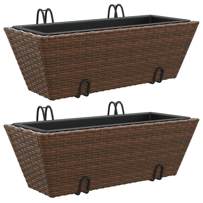 Fioriere Con Ganci 2 Pz Marroni In Polyrattan