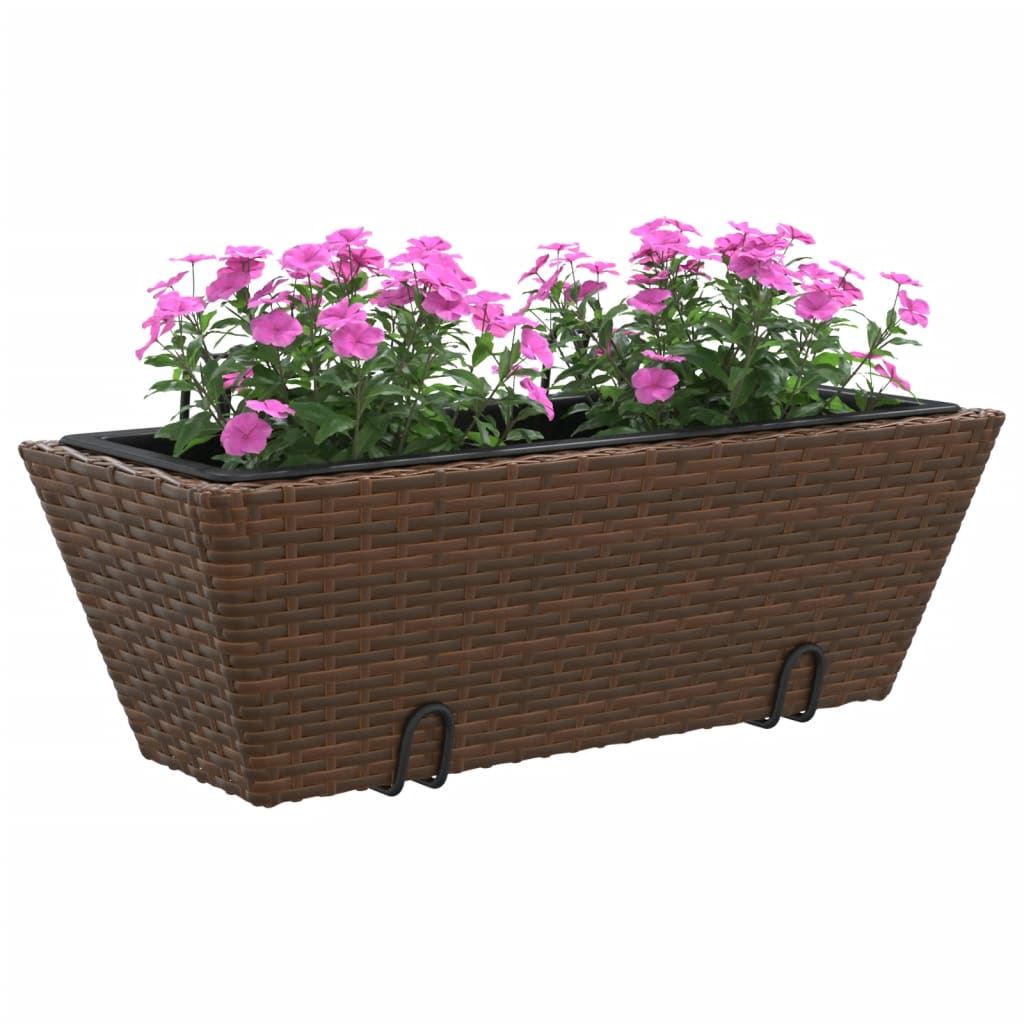 Fioriere Con Ganci 2 Pz Marroni In Polyrattan