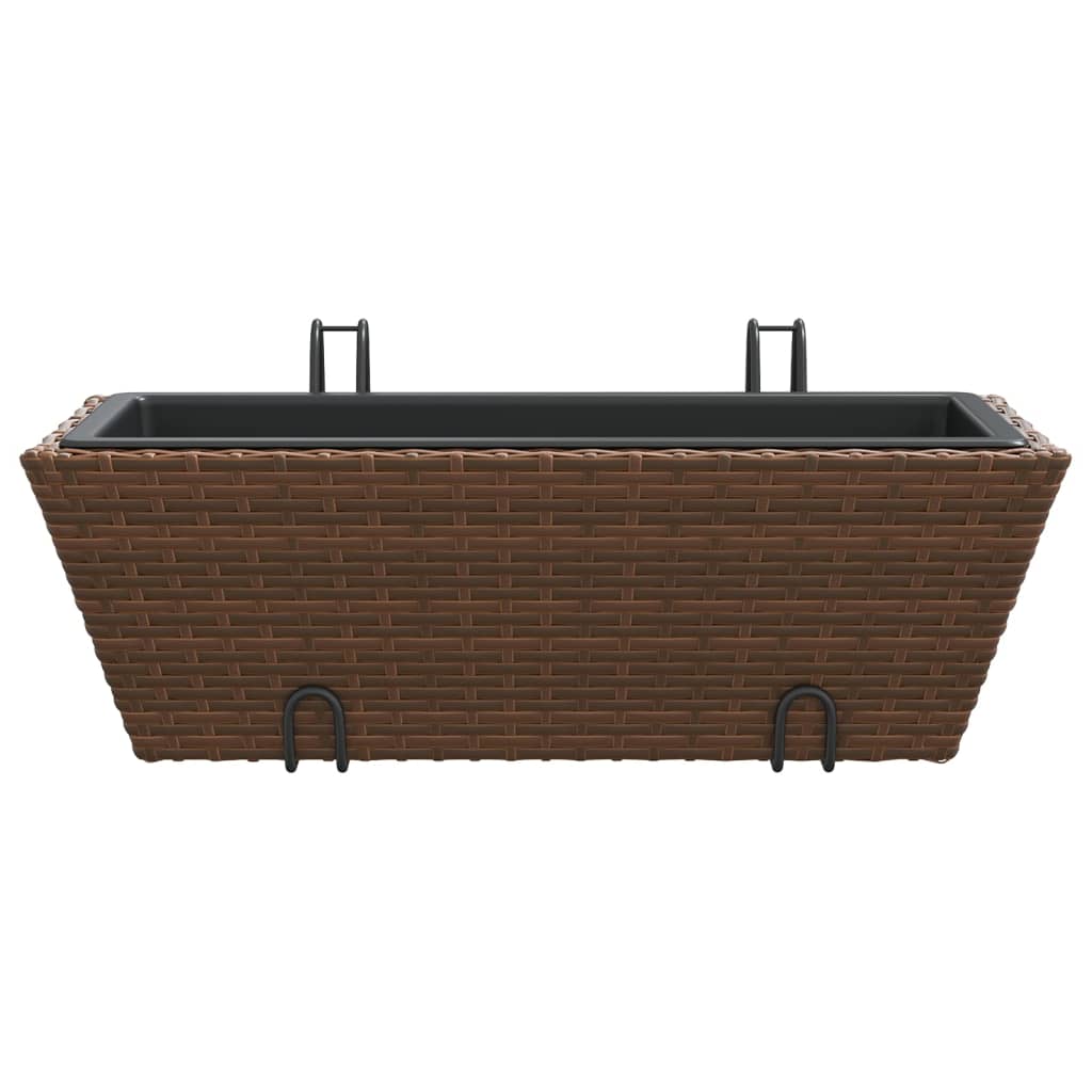 Fioriere Con Ganci 2 Pz Marroni In Polyrattan