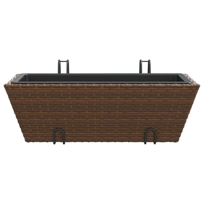 Fioriere Con Ganci 2 Pz Marroni In Polyrattan