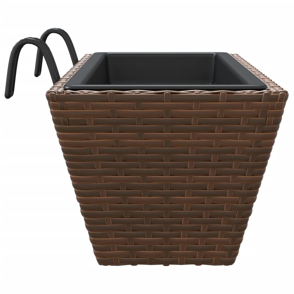 Fioriere Con Ganci 2 Pz Marroni In Polyrattan