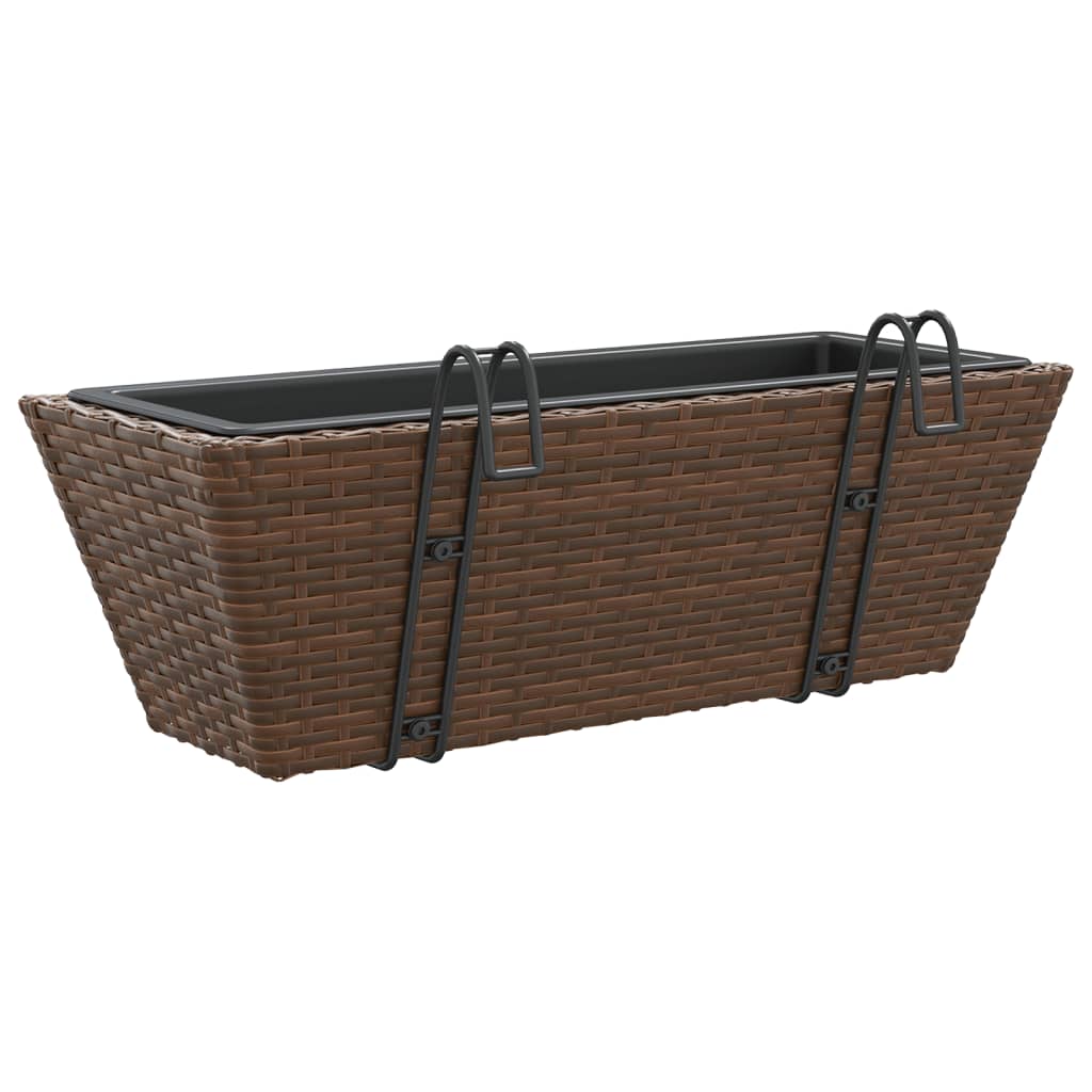 Fioriere Con Ganci 2 Pz Marroni In Polyrattan