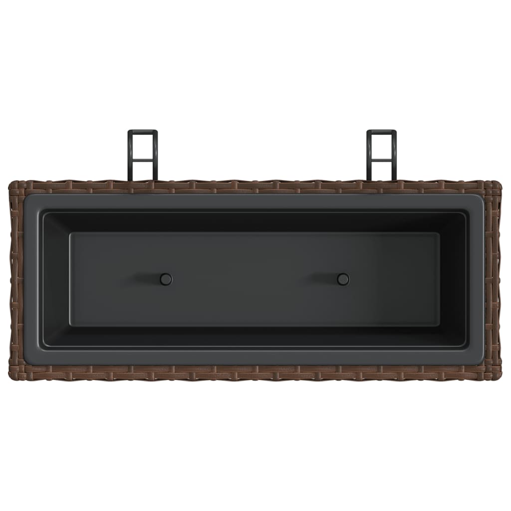 Fioriere Con Ganci 2 Pz Marroni In Polyrattan