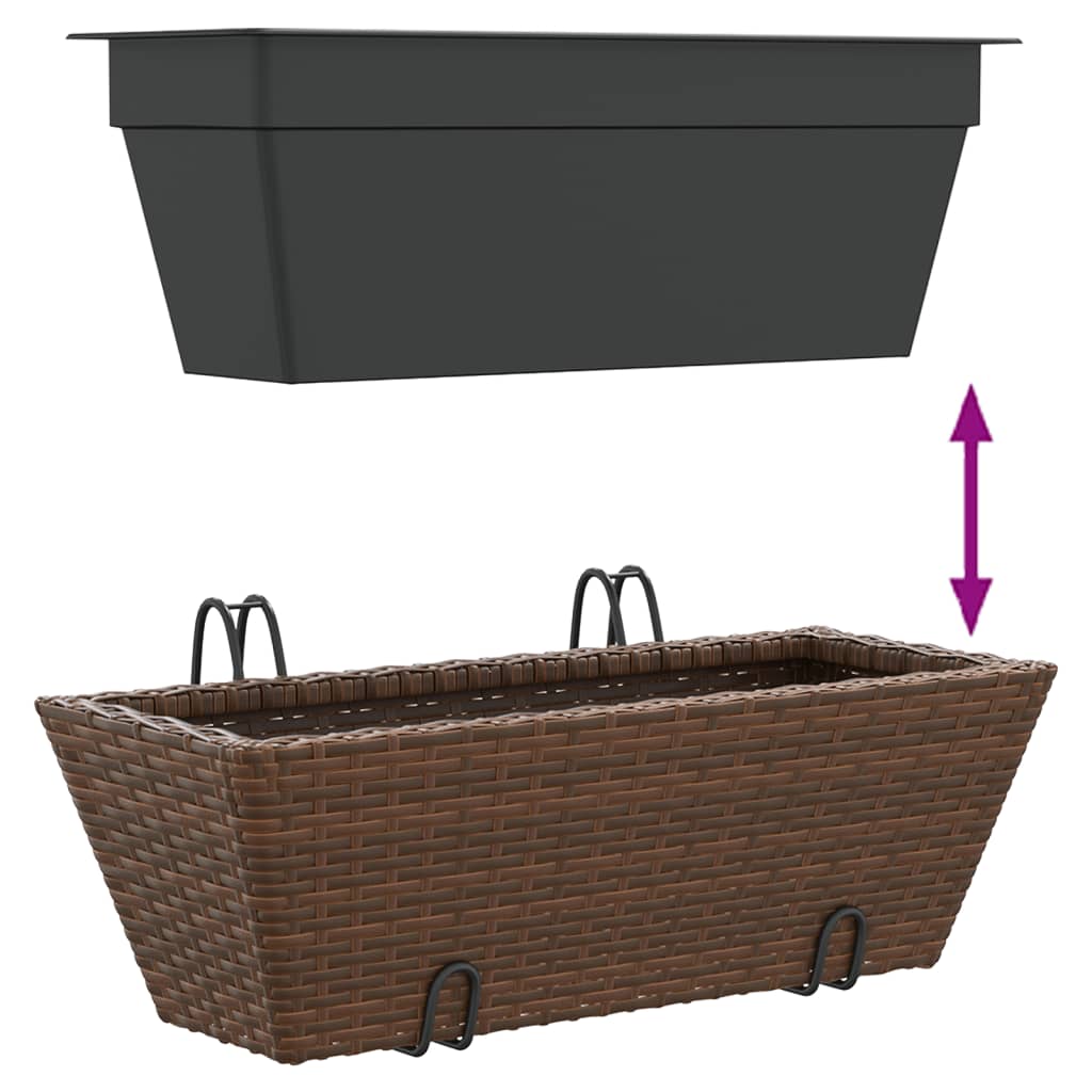 Fioriere Con Ganci 2 Pz Marroni In Polyrattan