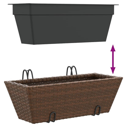 Fioriere Con Ganci 2 Pz Marroni In Polyrattan