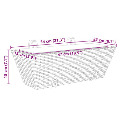 Fioriere Con Ganci 2 Pz Marroni In Polyrattan