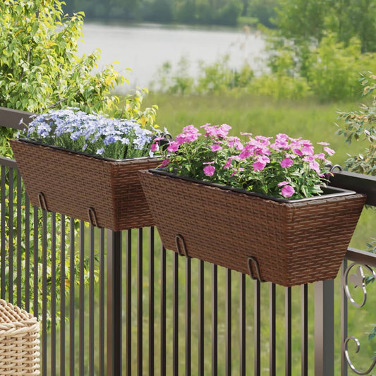 Fioriere Con Ganci 2 Pz Marroni In Polyrattan