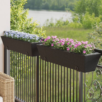 Fioriere Con Ganci 2 Pz Marroni In Polyrattan