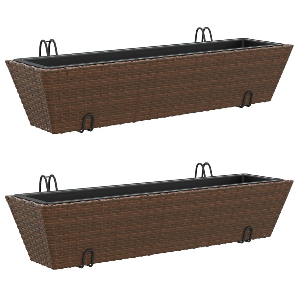 Fioriere Con Ganci 2 Pz Marroni In Polyrattan