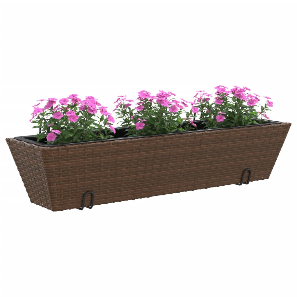Fioriere Con Ganci 2 Pz Marroni In Polyrattan