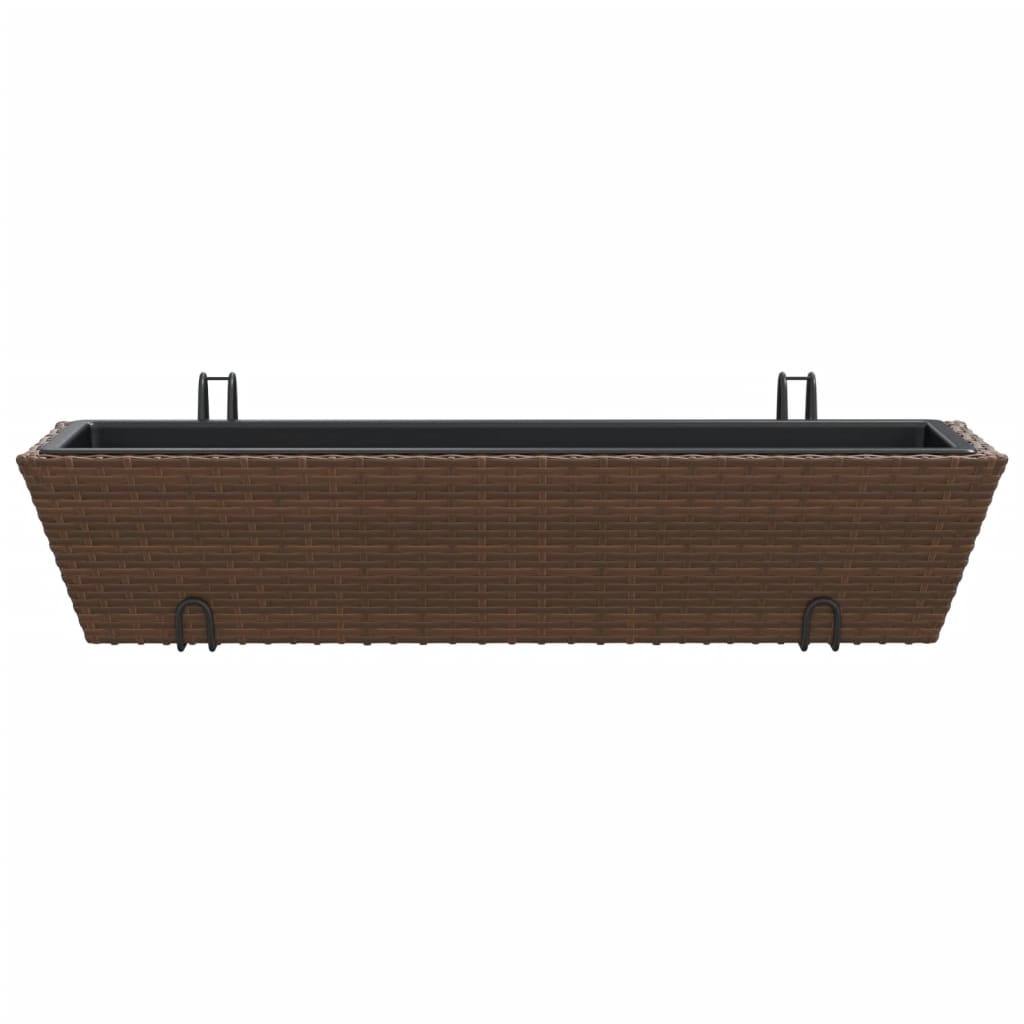 Fioriere Con Ganci 2 Pz Marroni In Polyrattan