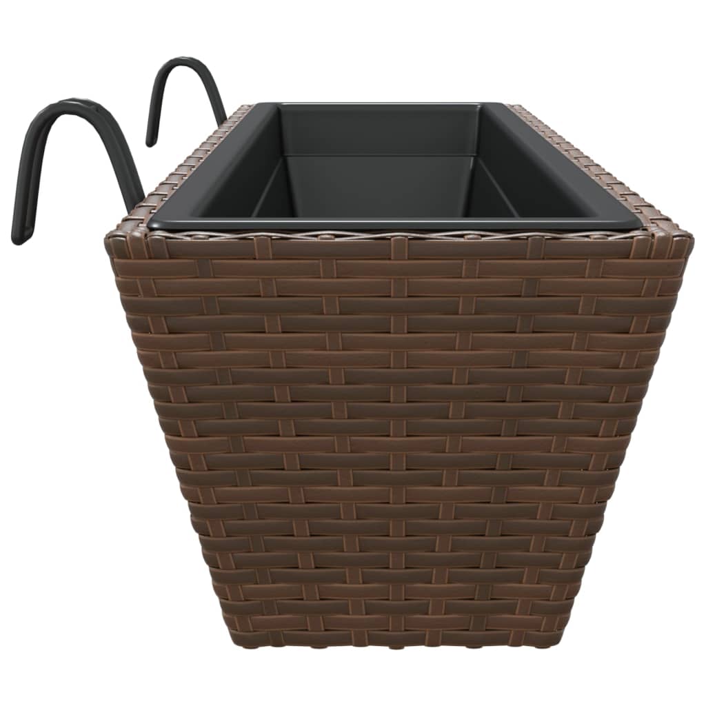 Fioriere Con Ganci 2 Pz Marroni In Polyrattan