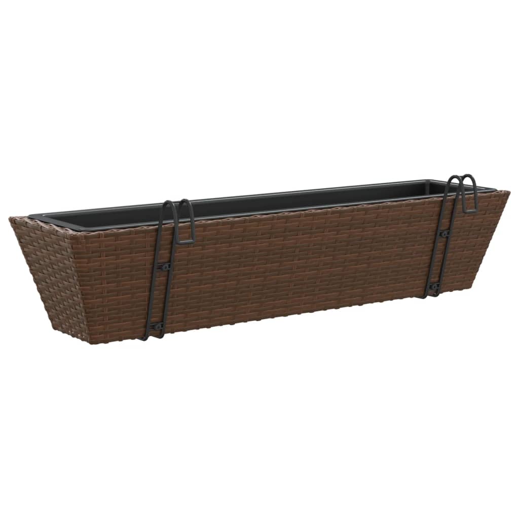 Fioriere Con Ganci 2 Pz Marroni In Polyrattan