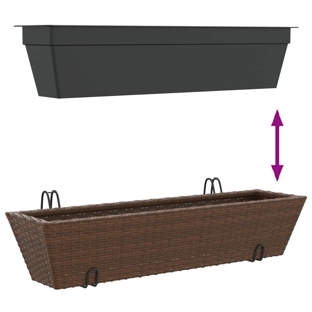 Fioriere Con Ganci 2 Pz Marroni In Polyrattan