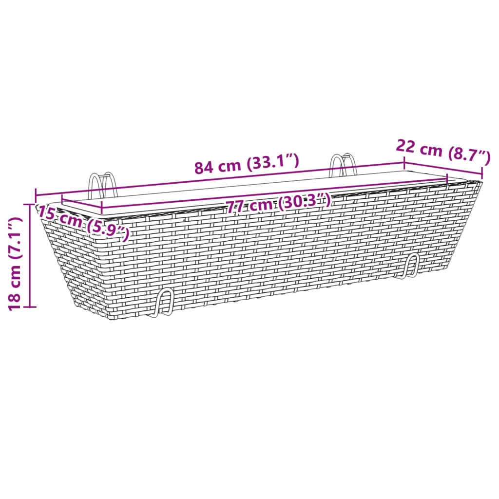 Fioriere Con Ganci 2 Pz Marroni In Polyrattan