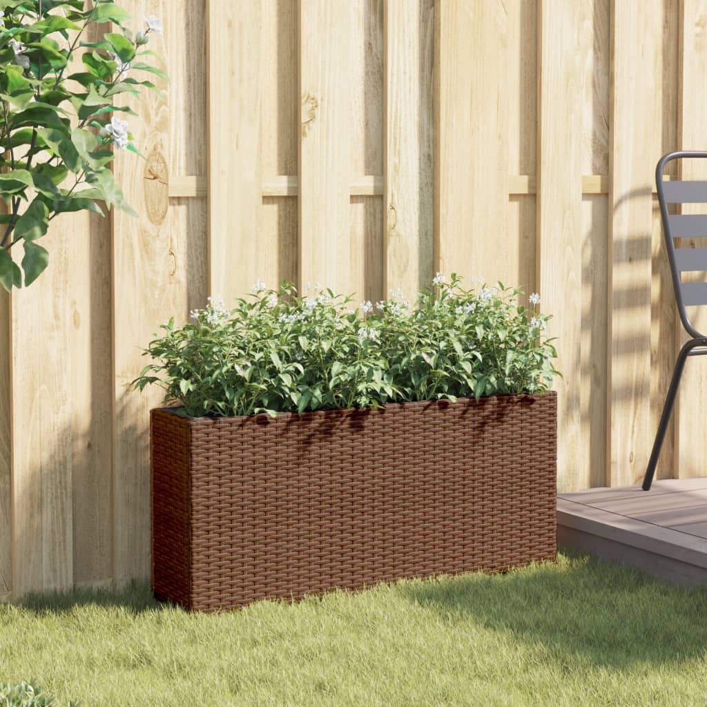 Fioriera Con 2 Vasi 90X20X40 Cm In Polyrattan