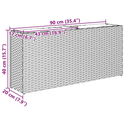 Fioriera Con 2 Vasi 90X20X40 Cm In Polyrattan