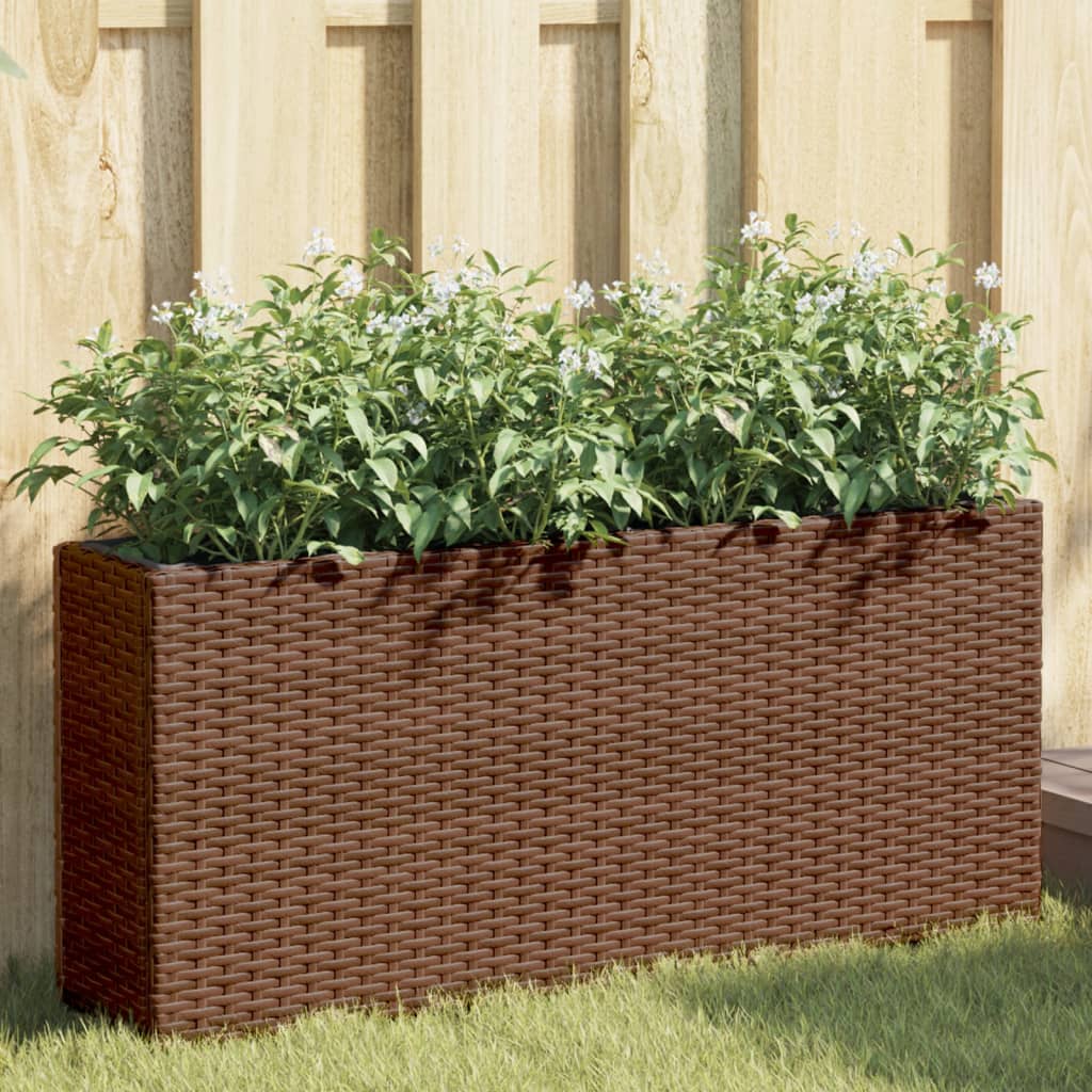 Fioriera Con 2 Vasi 90X20X40 Cm In Polyrattan